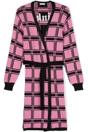 Pinko Check print belted knitted cardigan