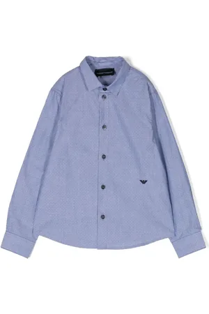 Emporio Armani Embroidered-logo polka-dot shirt