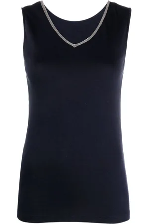 Fabiana Filippi Bead-embellished V-neck tank top