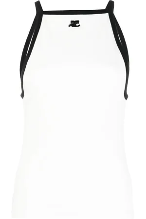 Courrèges Embroidered-logo cotton tank top