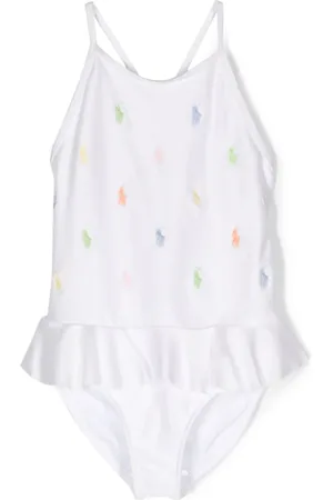 Ralph Lauren Embroidered-logo peplum swimsuit