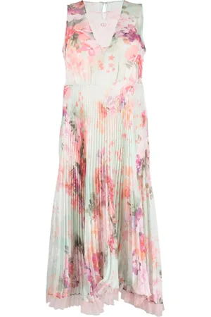 Twin-Set Floral pleated midi dress