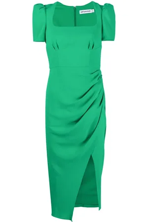 Self-Portrait Gathered puff-sleeve dress