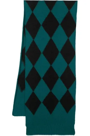 La DoubleJ Argyle-pattern knitted scarf
