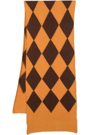 La DoubleJ Argyle-pattern knitted scarf