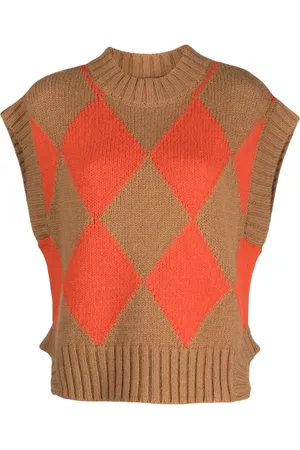 La DoubleJ Argyle-print knitted vest