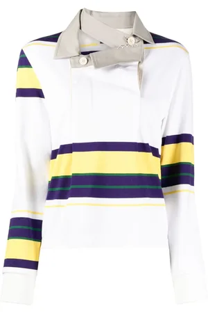 Kolor Deconstructed collar striped sweatshirt