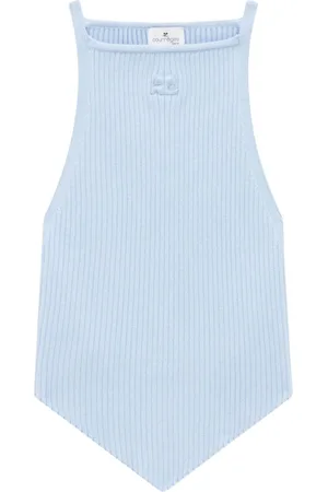 Courrèges Ribbed-knit logo-patch top