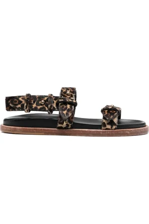 HAOTAGS Women's Trendy Flat Sandals Flat Slide Sandals Leopard Print Closed  Toe Casual Summer Slip On Black Size 6 - Walmart.com