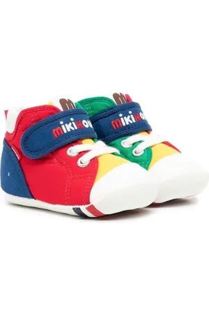 Miki House Logo-embroidered colour-block sneakers