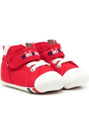 Miki House Logo-embroidered touch-strap sneakers