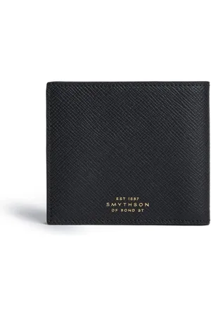 Smythson Navy Panama Slim Leather Wallet