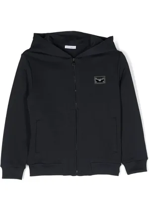 Dolce & Gabbana Logo-plaque zip-up cotton hoodie