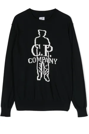 C.P. Company Logo-Intarsia Jacquard Hoodie