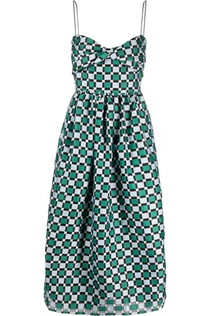 STINE GOYA Arya check pattern midi dress
