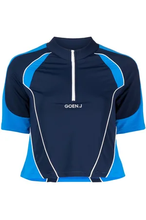 GOEN.J Colour-block logo-embroidered top