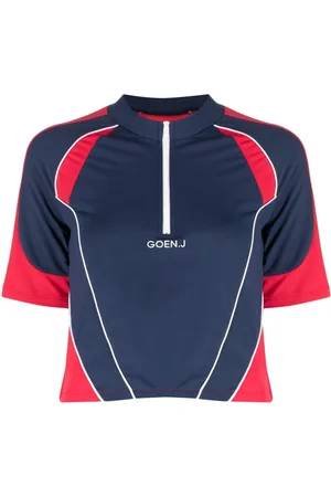 GOEN.J Colour-block logo-embroidered top