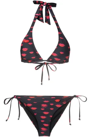 AMIR SLAMA All-over lips-print bikini set