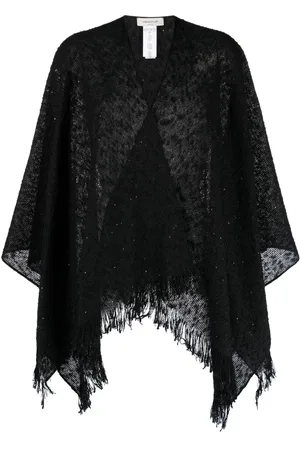Fabiana Filippi Fringed-edge cotton-blend poncho