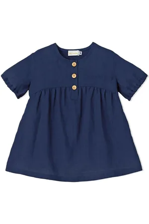 Miki House Embroidered-logo short-sleeve dress