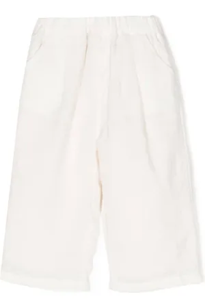 Miki House Embroidered-logo straight cotton shorts