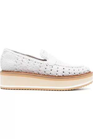 Robert Clergerie Women Loafers - Interwoven-design flatform leather loafers