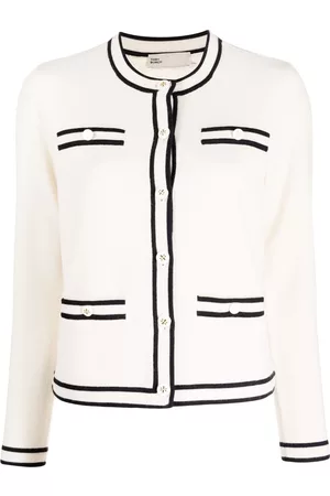 Tory Burch Women Cardigans - Contrast-trim round neck cardigan