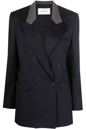 Fabiana Filippi Contrast-collar double-breasted blazer