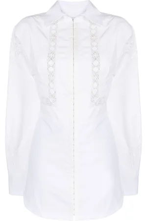 Marine Serre Household linen lace-trim shirtdress