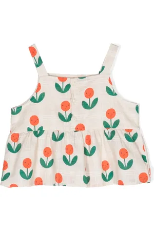 Tiny Cottons Girls Tank Tops - Floral-print sleeveless blouse