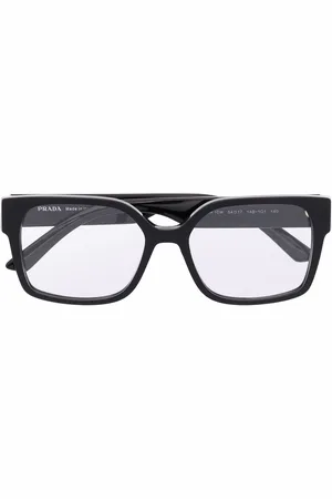 Prada Polished-effect square-frame glasses