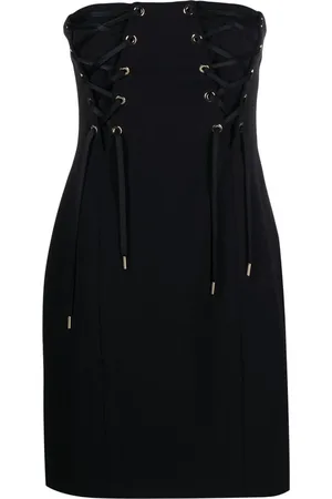 Pinko Lace-up strapless stretch-crepe minidress