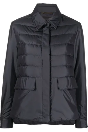 The Frolic Belted Collared Puffer Jacket in Black