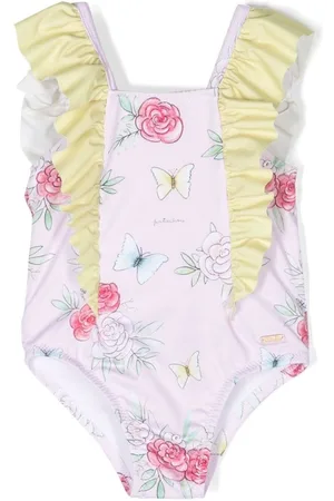 PATACHOU Graphic-print ruffle-trim swimsuit