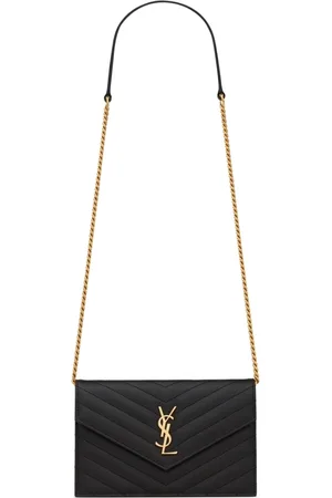 NEW SAINT LAURENT YSL BLACK GOLD CHAIN WALLET CROSSBODY BAG PURSE