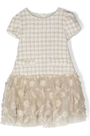 PATACHOU Tweed-top embroidered dress