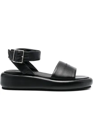 EMPORIO ARMANI Leather and cord wedge sandals | THE OUTNET