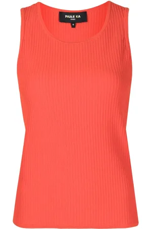 Paule Ka Ribbed-knit cotton-blend tank top