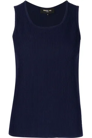 Paule Ka Ribbed-knit cotton-blend tank top