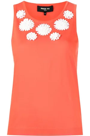 Paule Ka Floral-appliqu?? ribbed knit top