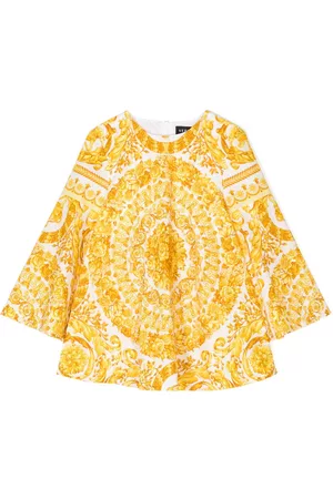 VERSACE Girls Shirts - Baroque-print cotton blouse