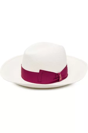 Borsalino Women Fedora Hats - Interwoven side-bow straw fedora