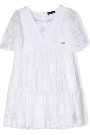 MONNALISA Floral-lace pleated dress