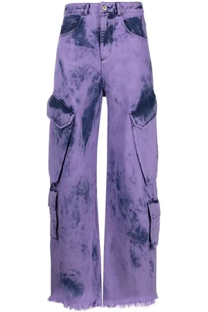 Convertible Tie Dye Denim Cargo Pants in Multicoloured - Dion Lee