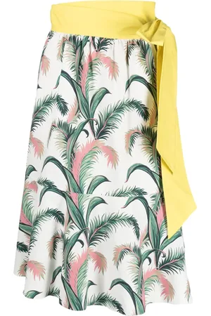 Maison Kitsuné Leaf-print tiered cotton skirt