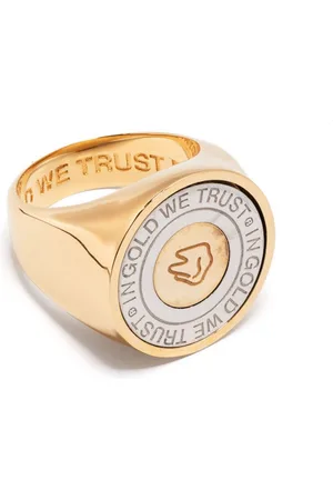 In Gold We Trust Engraved-logo signet ring