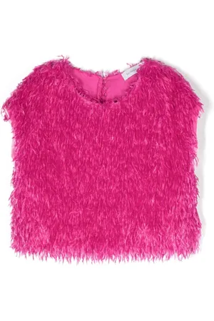 MONNALISA Feather-effect short-sleeve top