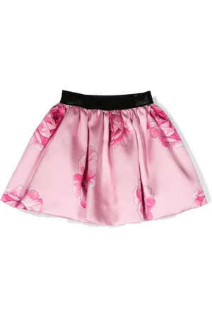 MONNALISA Rose-print satin-finish skirt