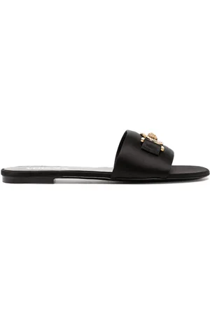 Crystal Medusa '95 Sandals Black,Gold | Versace US