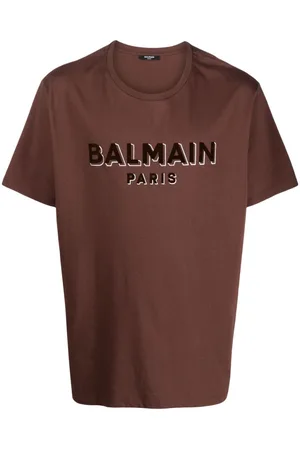 Balmain Flocked monogram-pattern T-shirt - Farfetch